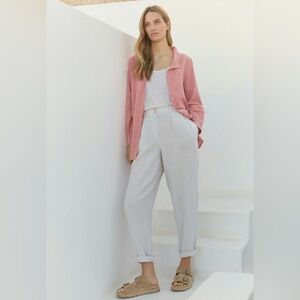 POETRY Tapered Trousers High-twist linen Ice Grey Women’s Size 14 100% Linen